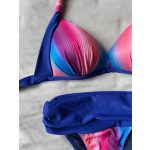 Pyramid Corse kék prizma színű háromszög bikini átlapolt dekoltázzsal és alakformalo alsóval.