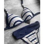 Corse bikini – navy blue thin stripes